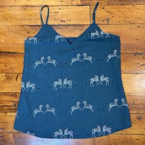 Loft Zebra Green Tank Top Size XSP Workwear Camisole Safari